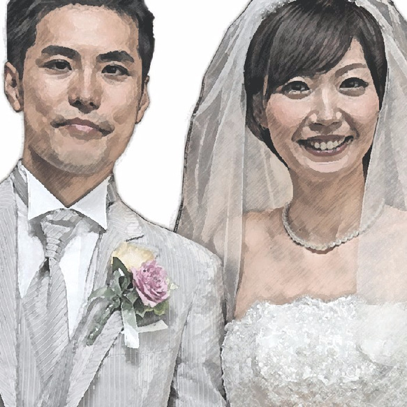 似顔絵ウェルカムボード ～COLOR SKETCH～／A4 【おしゃれな結婚式や記念ギフトに】 3枚目の画像