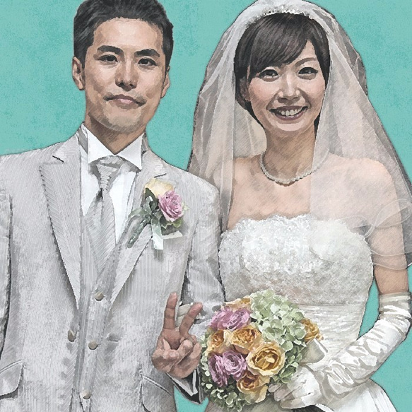 似顔絵ウェルカムボード ～COLOR SKETCH～／A4 【おしゃれな結婚式や記念ギフトに】 4枚目の画像