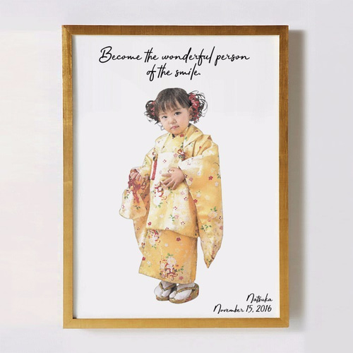 七五三の似顔絵オリジナルポスター ～COLOR SKETCH～／A4 【名前