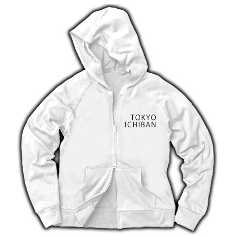 ◆TOKYOICHIBAN◆文字◆ロゴ◆フード◆長袖◆スウェット◆ジップパーカー◆ホワイト◆各サイズ選択可