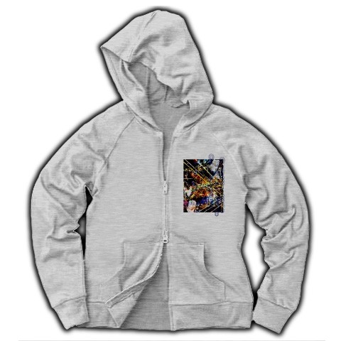 有効的異常症候群視点◆アート◆ロゴ◆フード◆長袖◆スウェット◆ジップパーカー◆グレー◆各サイズ選択可