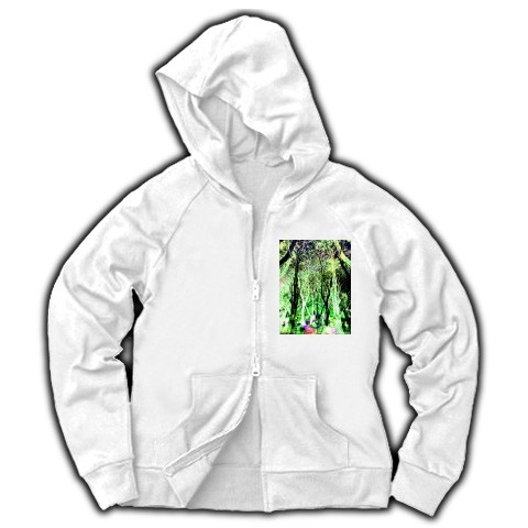 有効的異常症候群幻林◆アート◆ロゴ◆フード◆長袖◆スウェット◆ジップパーカー◆ホワイト◆各サイズ選択可