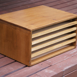 木製のレターケースA3/ソーイングボックス/収納/アンティーク/書類棚/レターケース/古道具 2枚目の画像