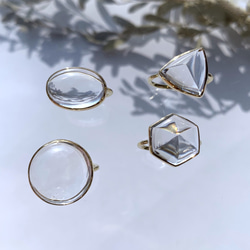 【受注製作】水晶のシュガーローフカット リング・ヘキサゴン（真鍮・silver） 10枚目の画像
