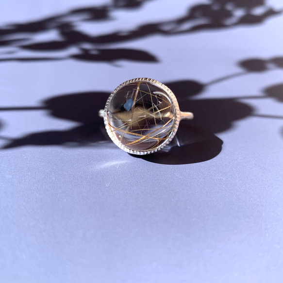 【15号】ぷっくり ルチルクォーツ silver ring 3枚目の画像