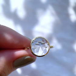 【受注製作】ローズカット まるい水晶の指輪（真鍮・シルバー） 8枚目の画像
