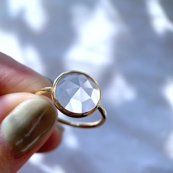 【受注製作】ローズカット まるい水晶の指輪（真鍮・シルバー） 9枚目の画像
