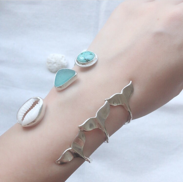 whale tail × shell silver bangle 7枚目の画像