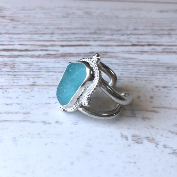 sea glass silver twin ring 2枚目の画像