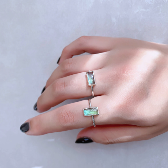 Rectangle Labradorite silver ring 7枚目の画像