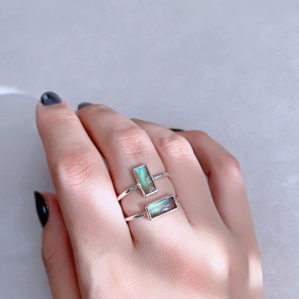 Rectangle Labradorite silver ring 8枚目の画像