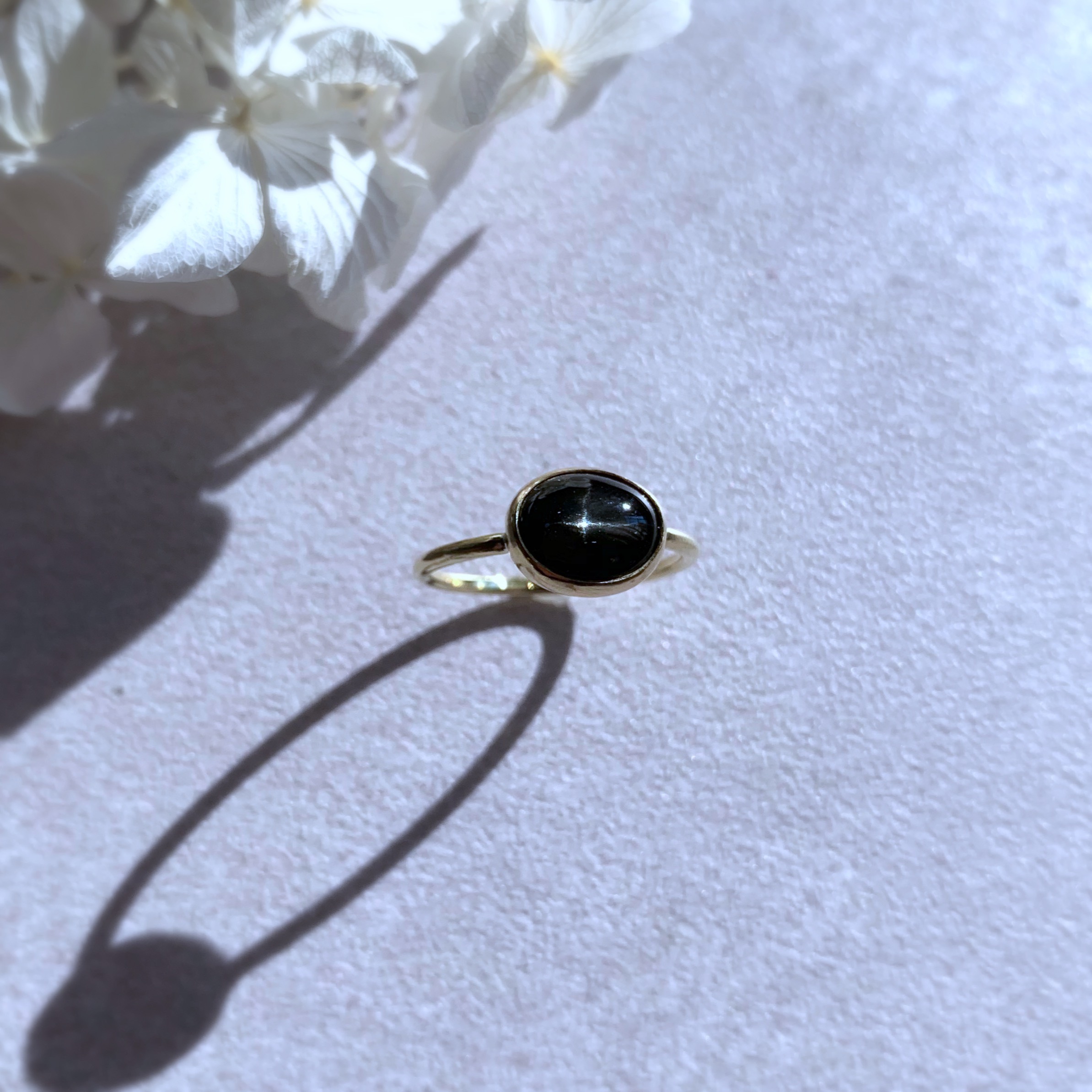 【受注製作】オーバル ブラックスター 真鍮リング（silver 変更可）