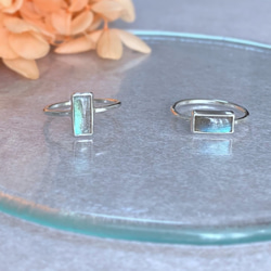 【16号】縦向き Rectangle Labradorite silver ring 2枚目の画像