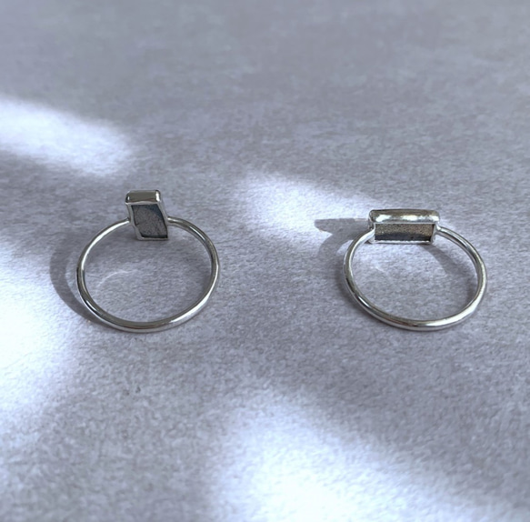 【16号】縦向き Rectangle Labradorite silver ring 4枚目の画像