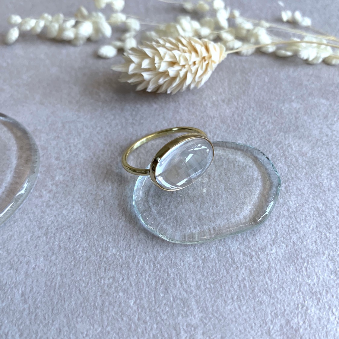 【受注製作】プルプル クリスタルクォーツ 真鍮リング（silver変更可）