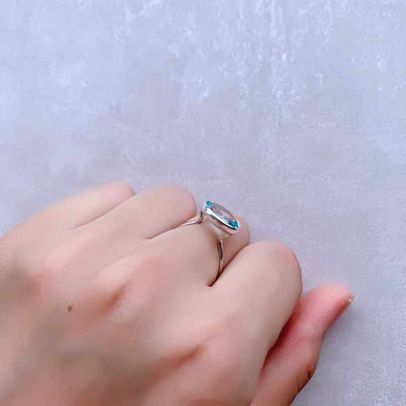 【13号】スカイブルートパーズ silver ring（silver950） 6枚目の画像