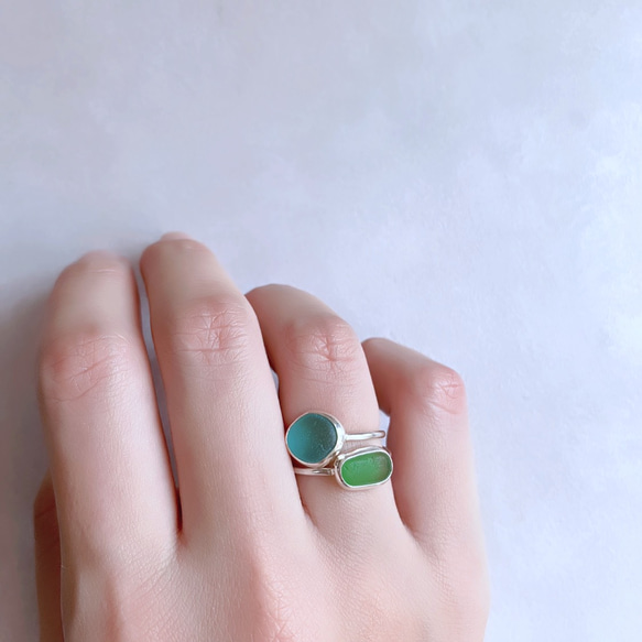 【13号】seaglass silver ring 8枚目の画像