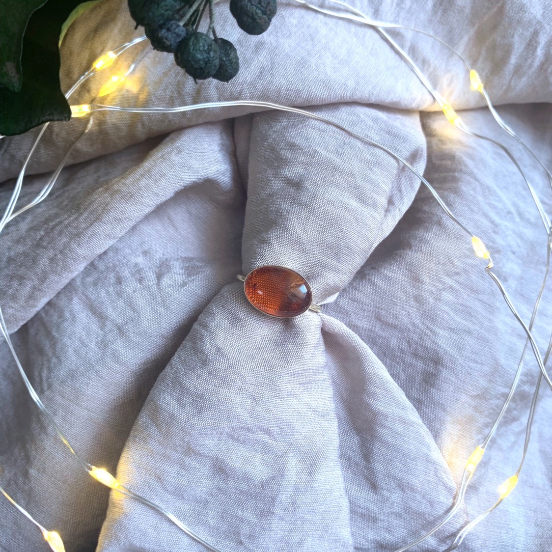 ✳︎再販✳︎【受注製作】アンバー 真鍮リング（silver変更可）