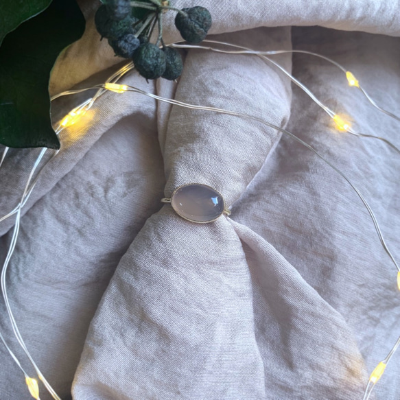 【受注製作】グレーオニキス 真鍮リング（silver変更可） 1枚目の画像