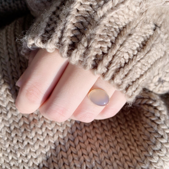 【受注製作】グレーオニキス 真鍮リング（silver変更可） 6枚目の画像