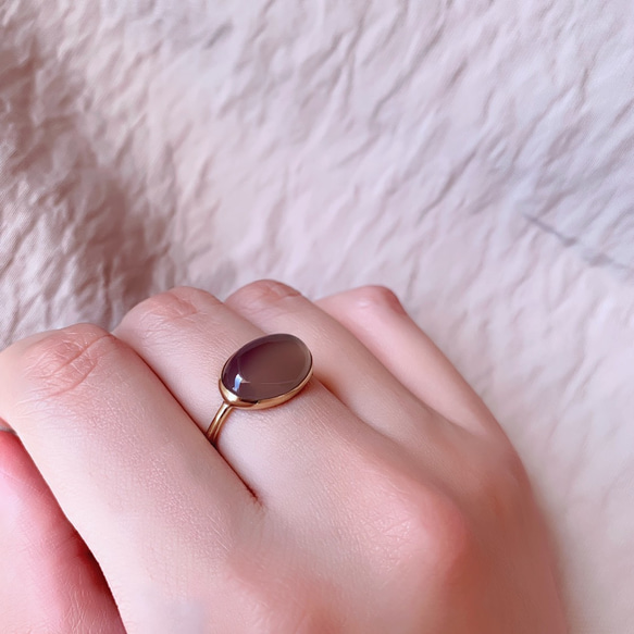 【受注製作】グレーオニキス 真鍮リング（silver変更可） 8枚目の画像