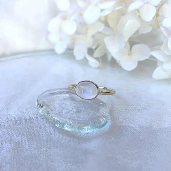 【受注製作】ロイヤルブルームーンストーン 真鍮リング（silver変更可） 1枚目の画像