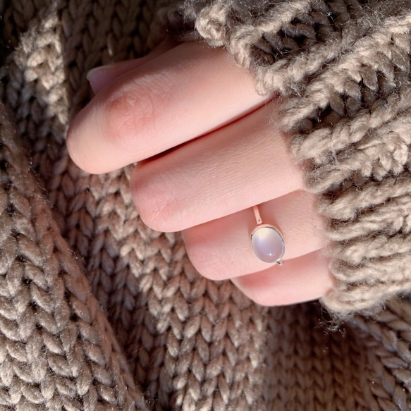 【受注製作】ロイヤルブルームーンストーン 真鍮リング（silver変更可） 11枚目の画像