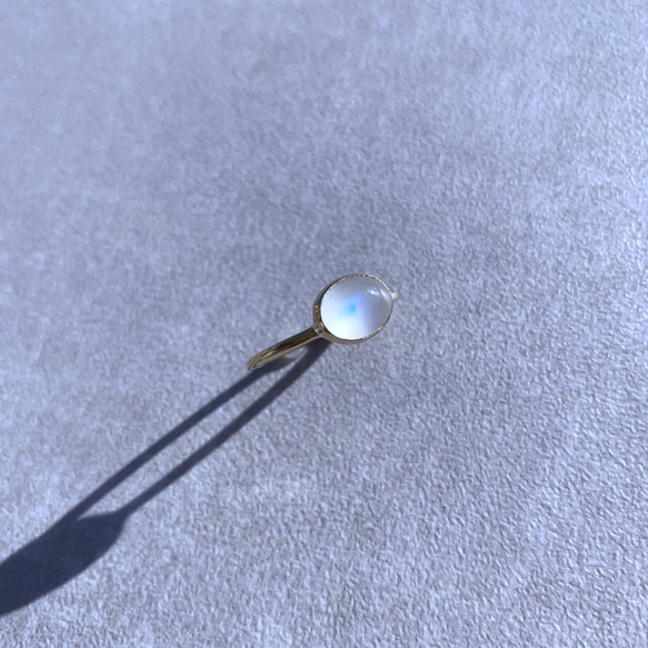 【受注製作】ロイヤルブルームーンストーン 真鍮リング（silver変更可） 5枚目の画像