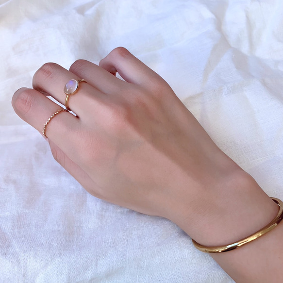 【受注製作】ロイヤルブルームーンストーン 真鍮リング（silver変更可） 9枚目の画像