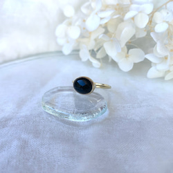 【受注製作】小粒 オニキス 真鍮リング（silver変更可） 1枚目の画像