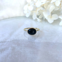 【受注製作】小粒 オニキス 真鍮リング（silver変更可） 2枚目の画像