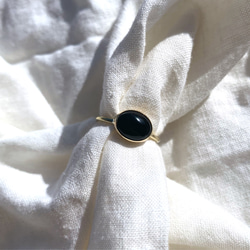 【受注製作】小粒 オニキス 真鍮リング（silver変更可） 5枚目の画像