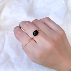 【受注製作】小粒 オニキス 真鍮リング（silver変更可） 6枚目の画像