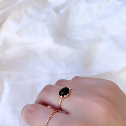 【受注製作】小粒 オニキス 真鍮リング（silver変更可） 7枚目の画像