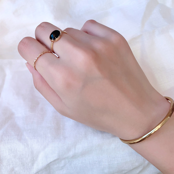 【受注製作】小粒 オニキス 真鍮リング（silver変更可） 8枚目の画像