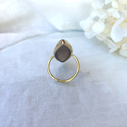 【受注製作】大粒マーキスグレーオニキス  真鍮リング（silver変更可） 4枚目の画像