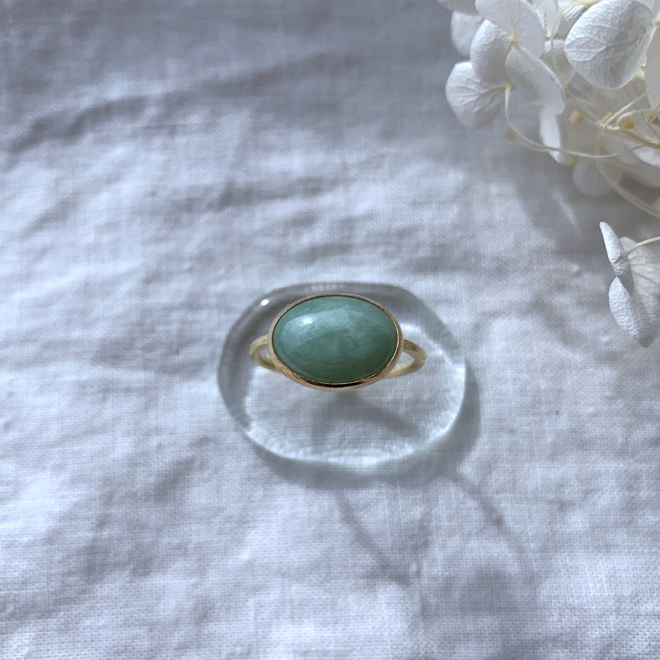 黒 桜古典 【指輪】リング パステル 翡翠 ヒスイ シンプル 綺麗 15号