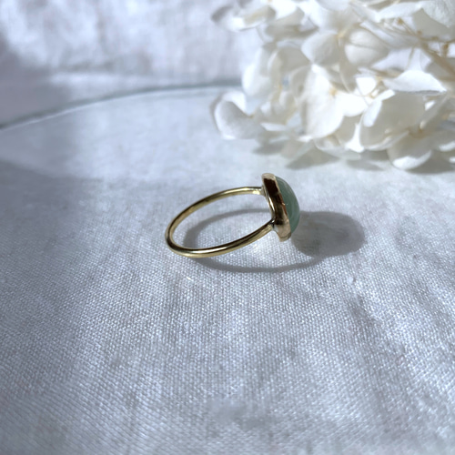 受注製作】若草色の翡翠 真鍮リング（silver変更可） 指輪・リング