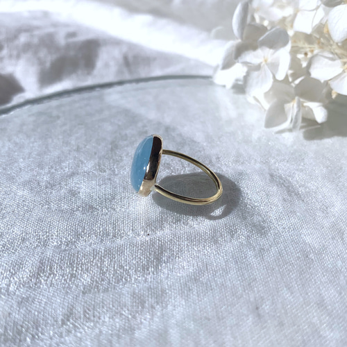 受注製作】大粒 アクアマリン 真鍮リング（silver変更可） 指輪