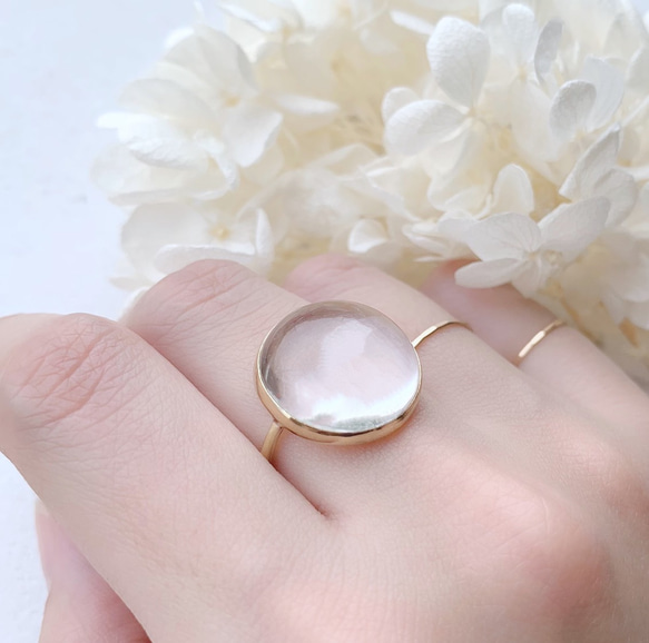 受注製作】18mm ぷっくり まるまる クリスタルクォーツ リング（真鍮