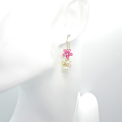 ロマンチックなお花のピアス　ローズピンク 3枚目の画像