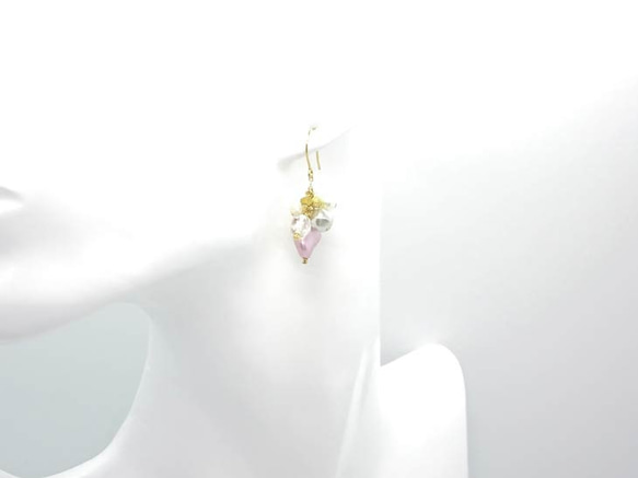 アンティークなシャンデリアのピアス　ピンク 5枚目の画像