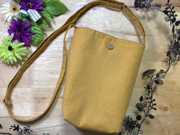 [Walking pochette] Half linen mustard 繩子長度可調 第3張的照片