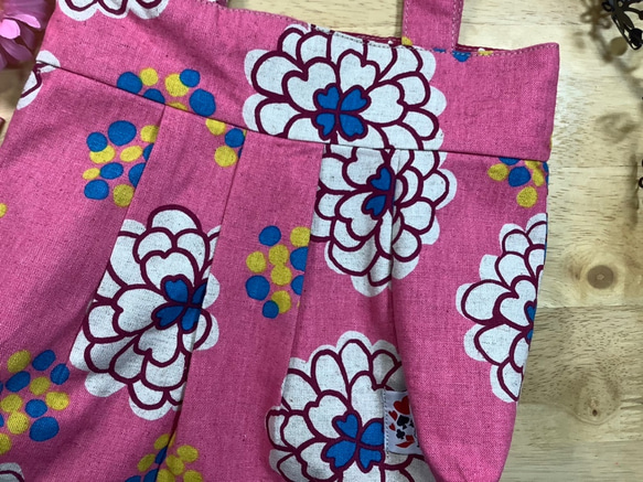 [S size]七彩花朵棉亞麻奶奶袋粉紅色&lt;推薦用於子袋&gt; 第2張的照片