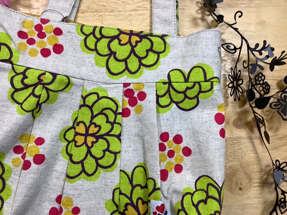[S size]製作出的彩色花朵棉麻亞麻手提袋&lt;推薦用於子袋&gt; 第2張的照片