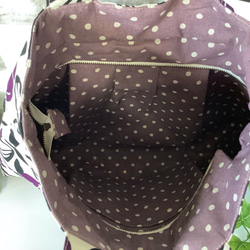 【M碼帶拉鍊】橄欖&amp;漿果圖案棉麻奶奶包紫色&lt;通勤包推薦尺寸！ ＞ 第4張的照片