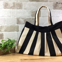 Sturdy Canvas Granny Bag Stripe L 尺寸黑色 &lt;A4 尺寸適合&gt; 第5張的照片