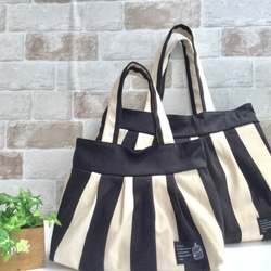 Sturdy Canvas Granny Bag Stripe L 尺寸黑色 &lt;A4 尺寸適合&gt; 第3張的照片