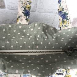 玫瑰和貓！拉鍊棉亞麻奶奶袋藍色&lt;通勤袋的建議尺寸！ &gt; 第4張的照片