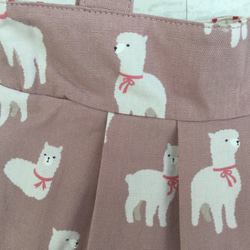 可愛的羊駝毛圖案棉亞麻奶奶袋粉色S尺寸&lt;推薦用於副包&gt; 第2張的照片